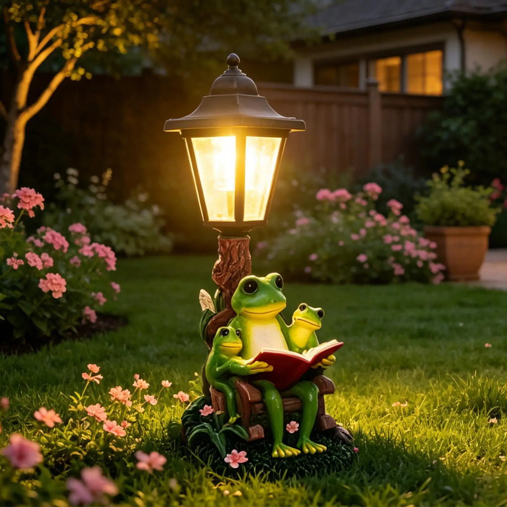 Solar Frogs Outdoors LED Resin Statue Lamp Frog Outdoor Decor Pathway