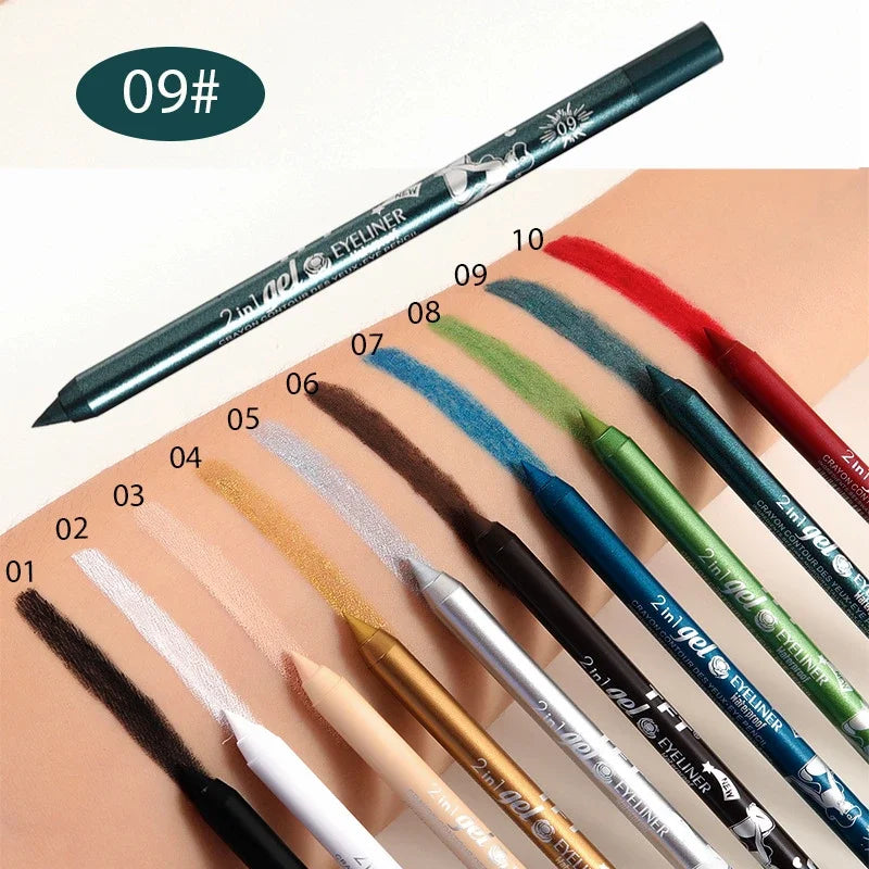 Waterproof Eyeliner Gel Pencil Pigment Brown Black White Glitter Zpaxo 09