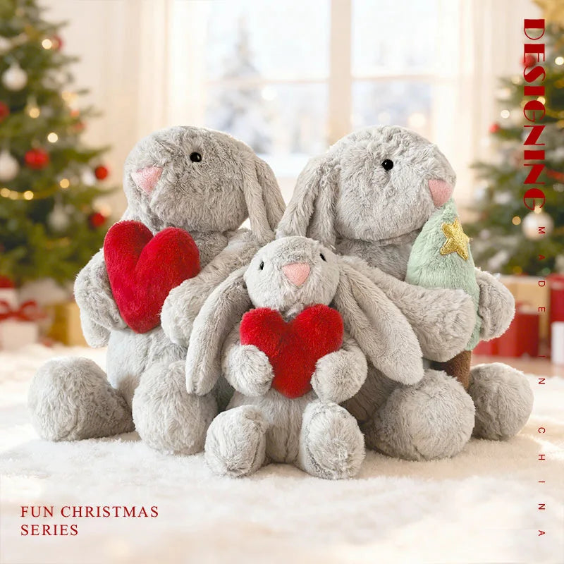 Cuddly Floppy Ear Rabbit Plush Toy Holding Red Heart Soft Stuffed