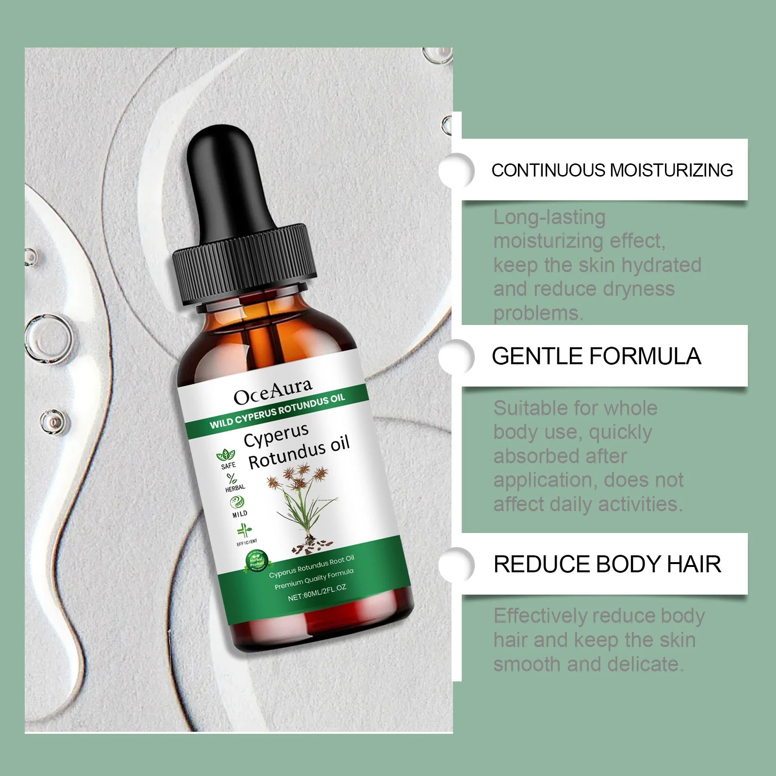 Cyperus Rotundus Hair Removal Care Oil Cyperus Rotundus Plant Oil Body Moisturizing Nourishing Hair Removal Care Oil 60ml Zpaxo