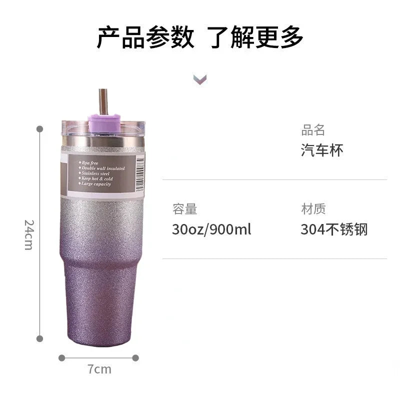 304 Diamond-painted Stainless Steel Cup Gradient Car Insulation Cold Zpaxo