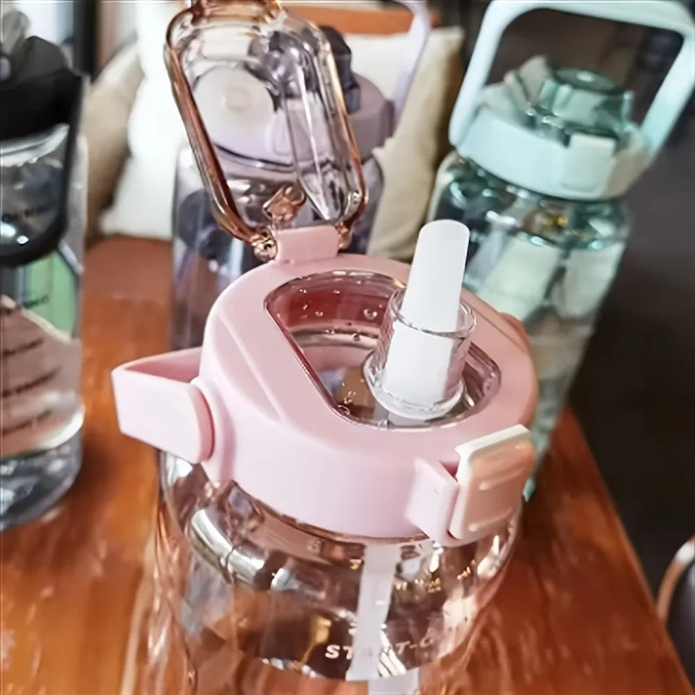Portable Water Bottle Large Capacity Plastic Straw Cup Beverage