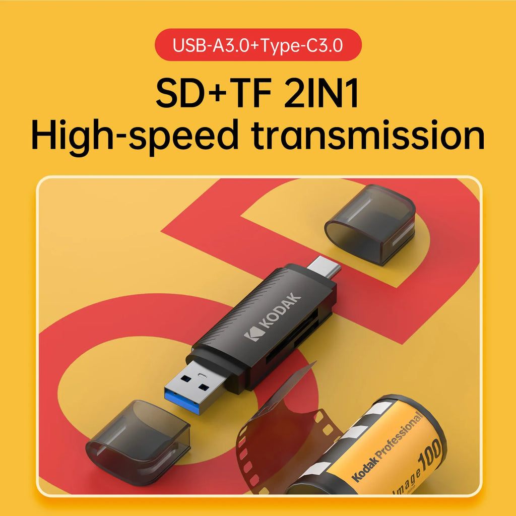 Kodak C210 USB 3.0 & Type C 4 in 1 Card Reader Multifunction Adapter for SD Card Micro SD TF Card for MacBook PC Laptop Zpaxo