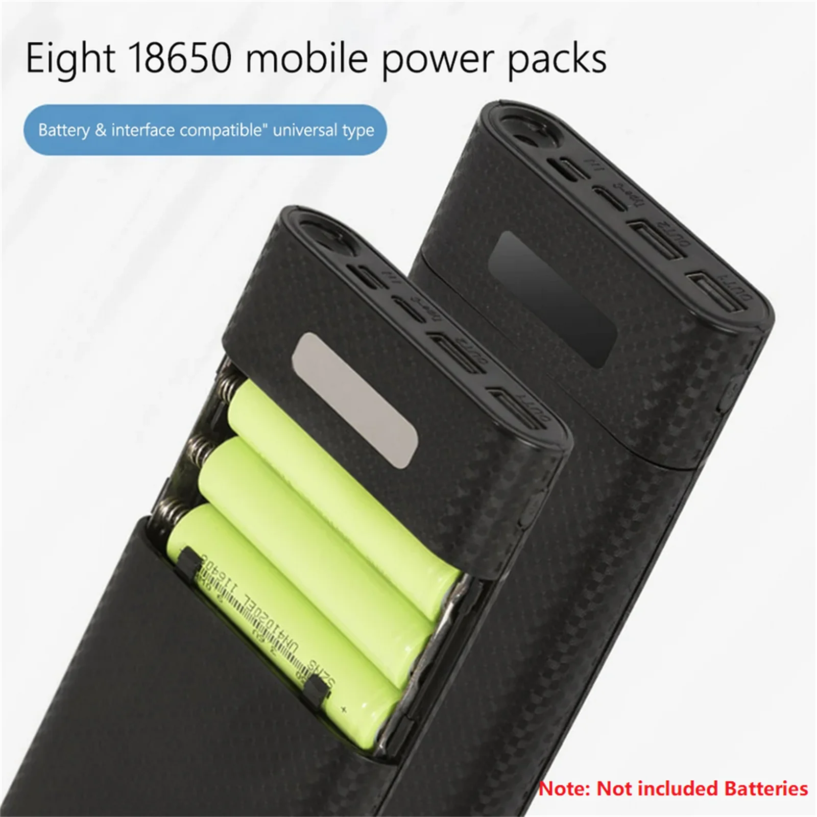 8 18650 Battery DIY Power Bank Case Charge Storage Box 5V Dual USB C