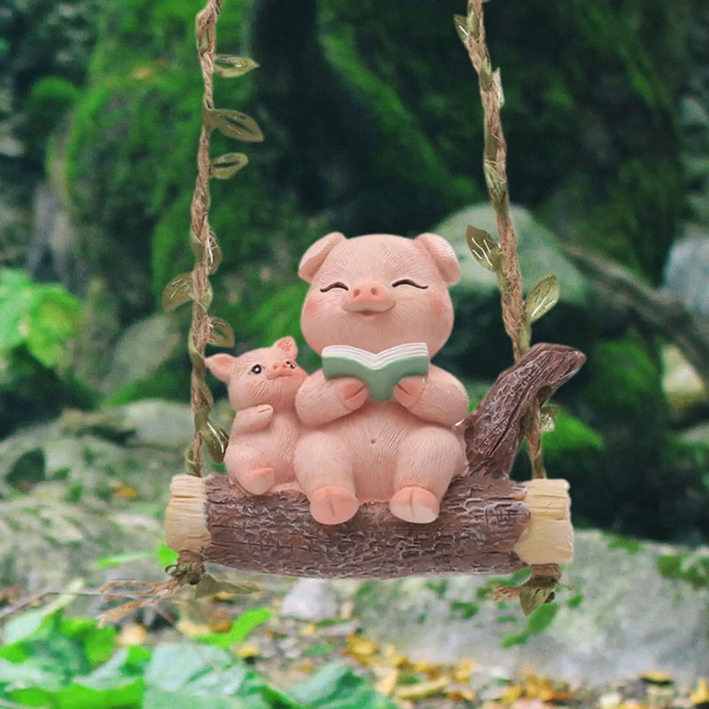 Swing Animal Garden Statue Resin Ornament Decorative Hanging Zpaxo