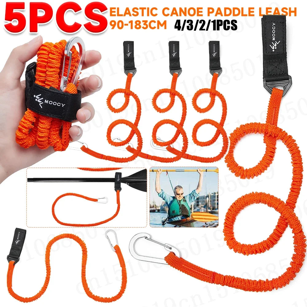 5-1PCS Elastic Kayak Canoe Paddle Leash Safety Boat Fishing Rod Pole Coiled Lanyards Anti-Lost Rope Rowing Kayak Paddle Leash Zpaxo