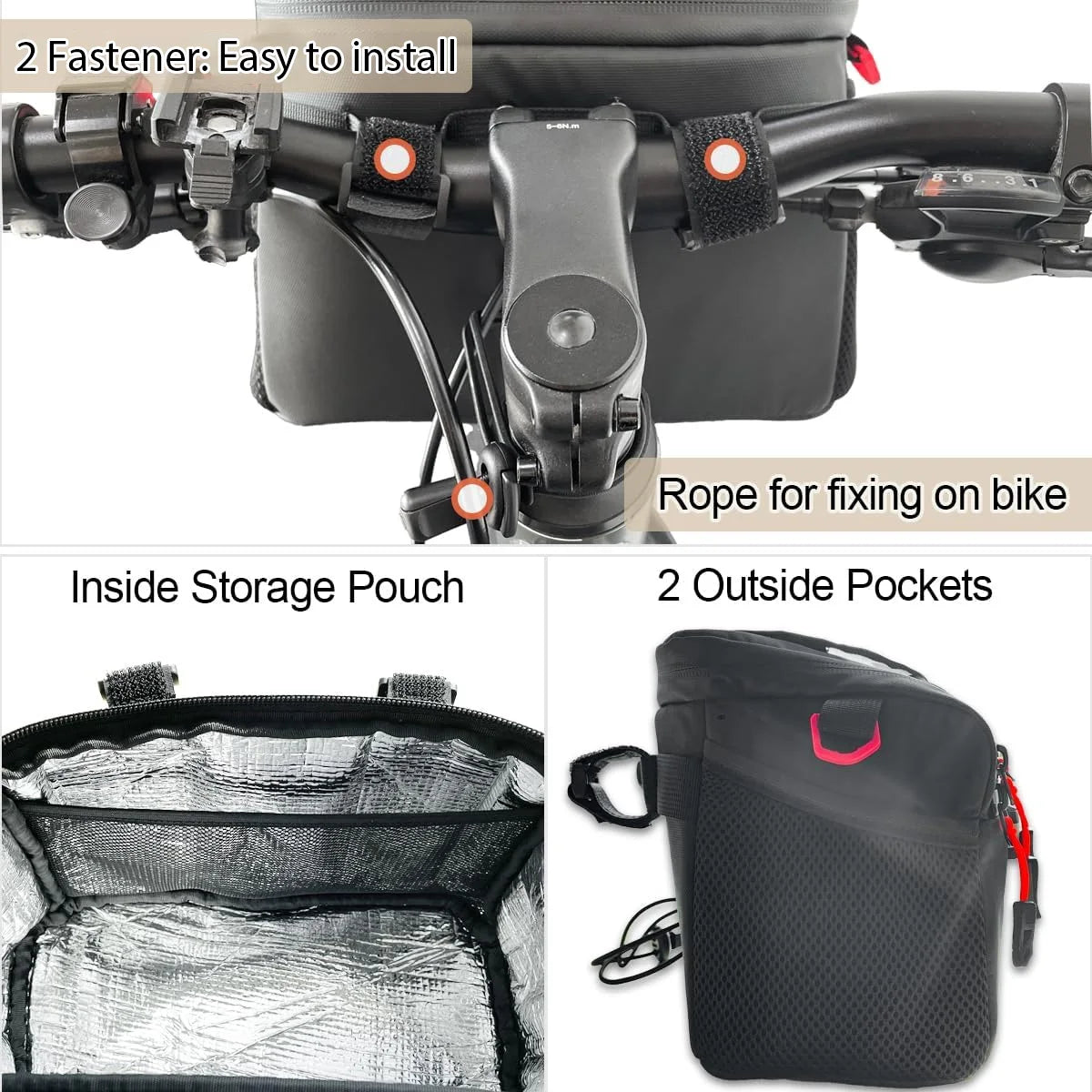 Toptrek 4L Bicycle Handlebar Bag Large Capacity Insulated Car Storage Winter Bike Bag Keep Warm Basket Pack Cycling Accessories Zpaxo