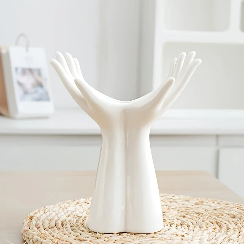 White Ceramic Handmade Vase Exquisite Home Decor Artistic Flower