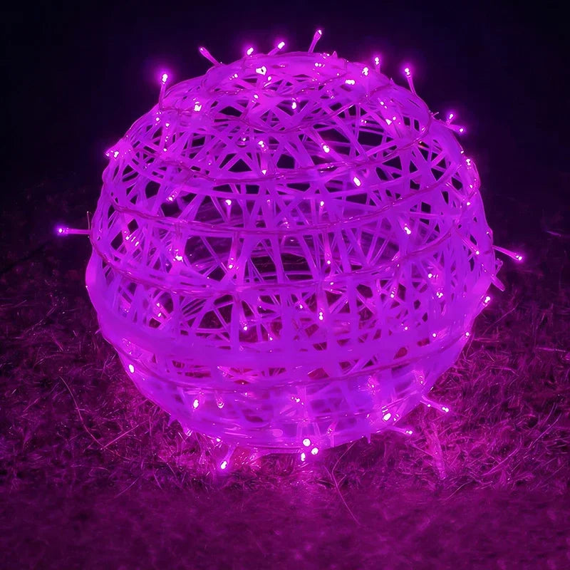 Year Hanging Light LED Multiple Colors Rattan Ball Fairy String Zpaxo pink