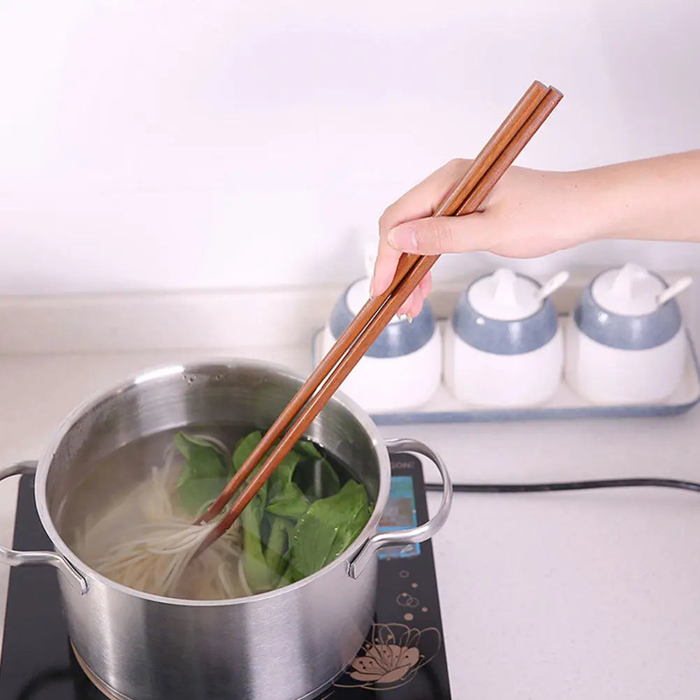 1Pair Red Sandalwood Pot Chopsticks Extra Long Wooden Cooking Frying
