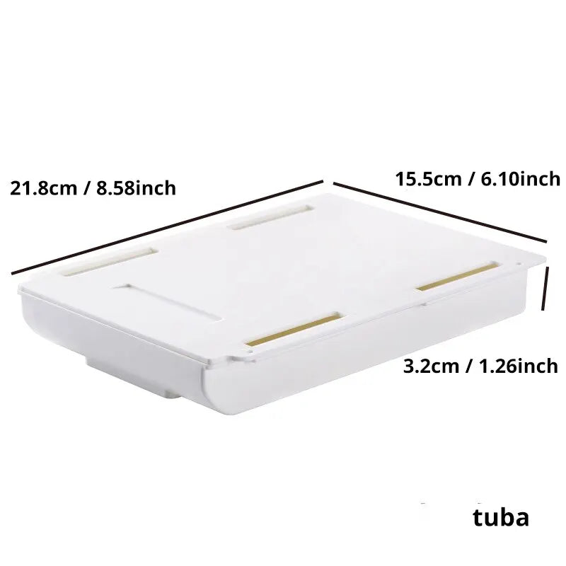 White Selfadhesive Storage Drawer Box Makeup Pencil Tray Desk Hidden Zpaxo White-1pc-L