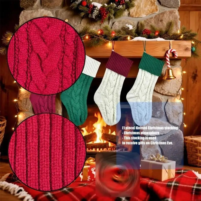 Reusable Spacious Christmas Sock Knitted Design Multiple Pattern