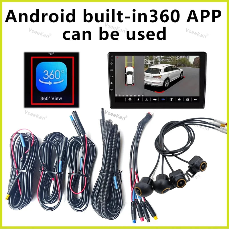 8K AHD 1080P 720P 3D 360 Panoramic Car Camera Rear+front+side Android