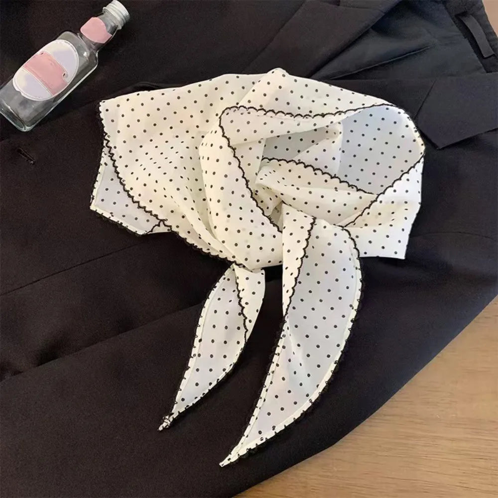 Fashion Beach Triangular Hair Band Lace Trim Breathable Triangular Headscarf Polyester Versatile Neck Scarf Summer Zpaxo White