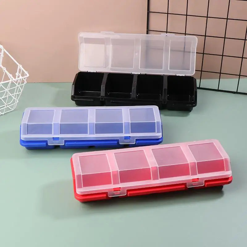 4-Grid Plastic Hardware Storage Box with Lid | Screw Organizer