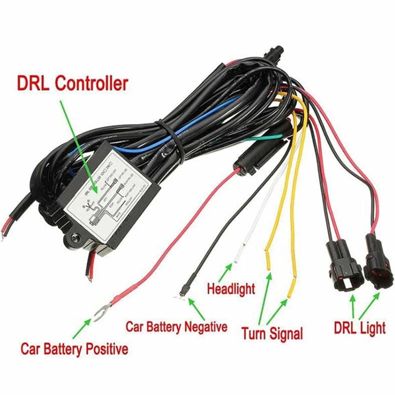 1Pc 12V 30W DRL Control Switch Harness Car DRL Daytime Running Light Dimmer Dimming Relay Control Switch Harness Zpaxo black