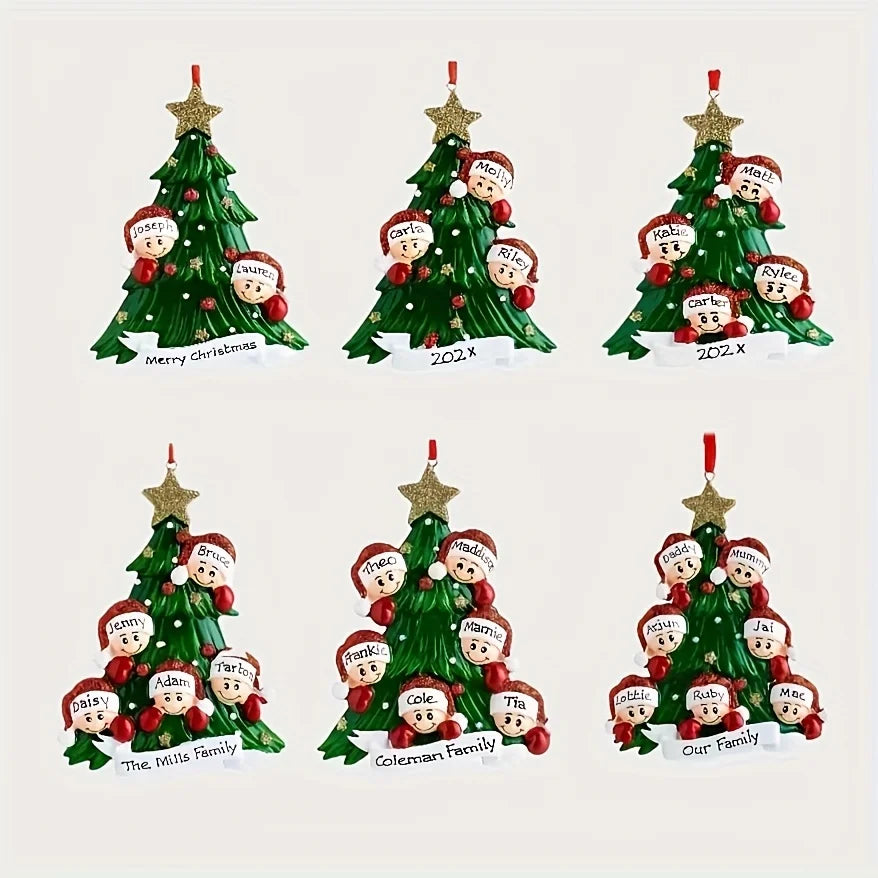 Christmas Tree Pendant Cute Acrylic Ornaments Flat Santa Hat&star