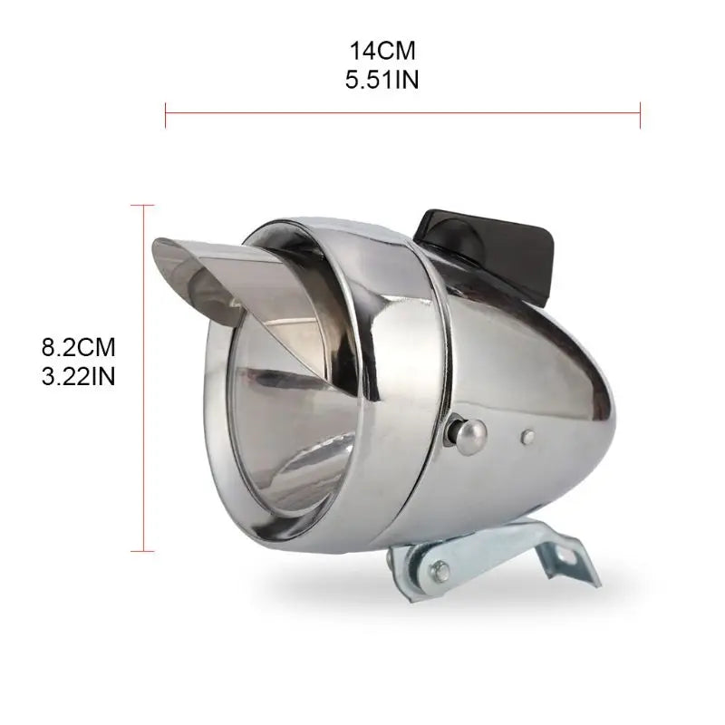 New Retro Bright Classical Cool Bicycle Headlight Vintage Design Bike Metal Case Chrome Steel LED Light Night Riding Safety Zpaxo