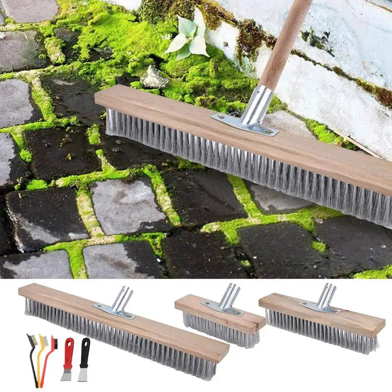 Heavy-Duty Wire Broom Stiff Bristle Broom Garden Broom For Patio Stone Concrete Garden Moss Cleaner outdoor cleaning Tools Zpaxo