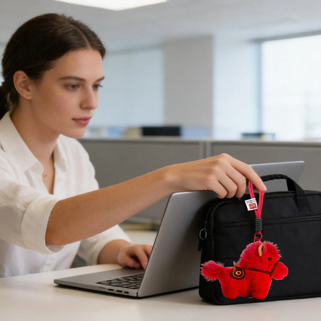 Horse Plush Keychain Chinese Year Red Pendant Soft Animal Keyring