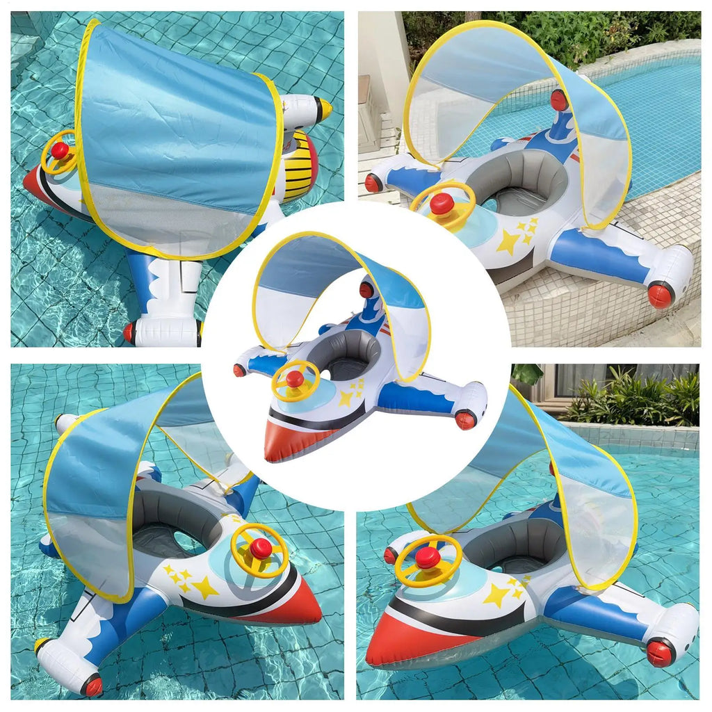 Pool Float Baby Swim Ring Airplane Shape Inflatable Raft Sun Zpaxo