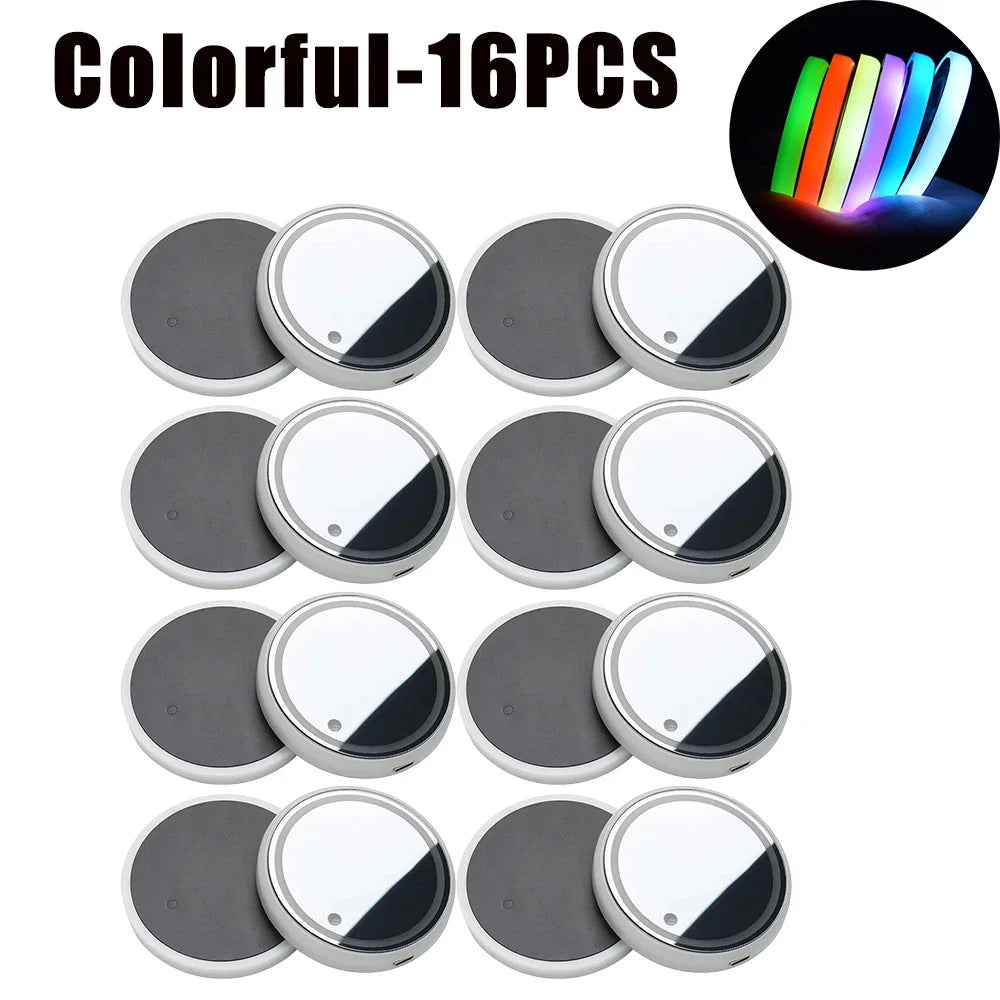 7 Colors LED Cup Coasters Solar USB Powered Glowing Drink Pads