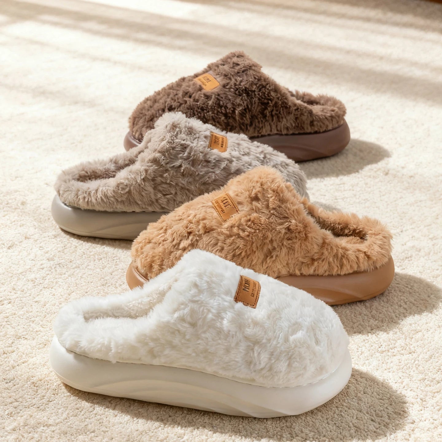 Men's Plush Slippers Winter Indoor Outdoor House Shoes Non-slip Warm
