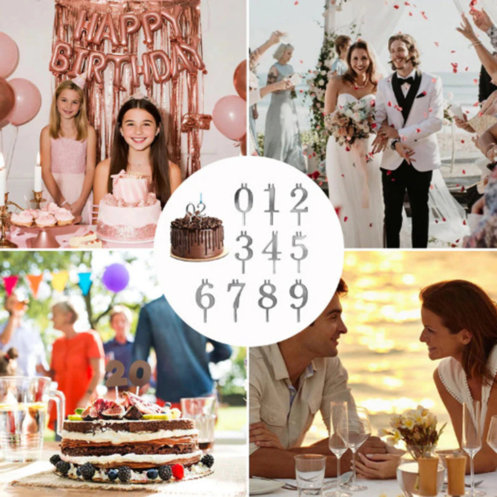 Reusable Digital Birthday Cake Candle Holders Stainless Steel Numeric