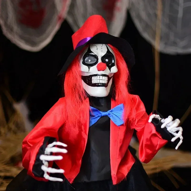 Spooky Clown Ghost Lawn Stake Glowing LED Eyes Creepy Halloween Yard