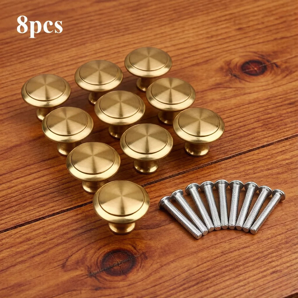 8pcs Golden Single Hole Cabinet Drawer Pull Handle round Small Furniture Handle for Wardrobe Cabinet Simple Design Zpaxo