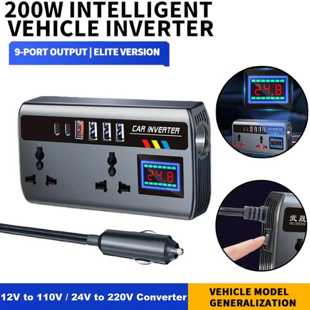 Portable Car Power Inverter 24V 110V 600W Outlet Adapter Dual AC Zpaxo
