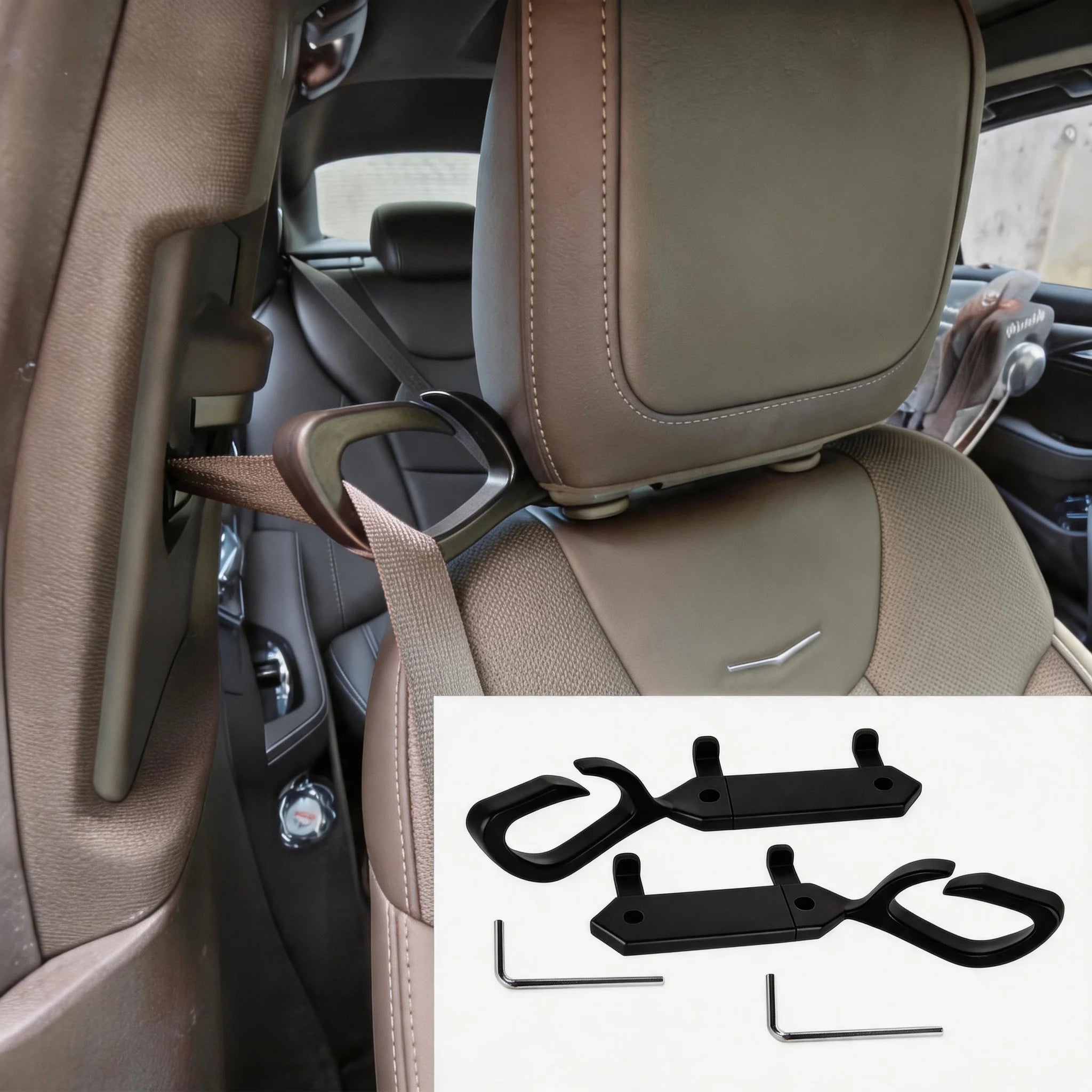Universal Car Seat Belt Adjuster & Rear Seat Hook | ABS