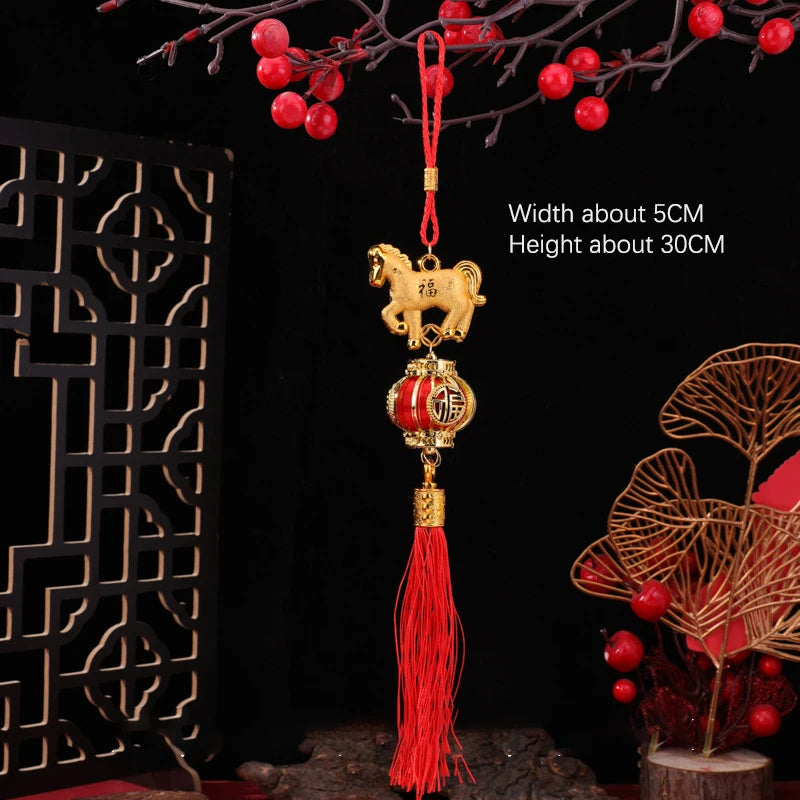 1/10Pcs 2026 Year Of The Horse Wall Hanging Car Ornament Chinese New Year 3D Horse Lantern Red Gold Pendant Lucky Decor Gifts Zpaxo A1