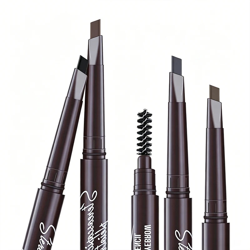 5 Colors Double-Ended Eyebrow Pencil with Brush Waterproof Lasting Auto-Rotate Professional Eyebrow Stick Eye Makeup for Women Zpaxo