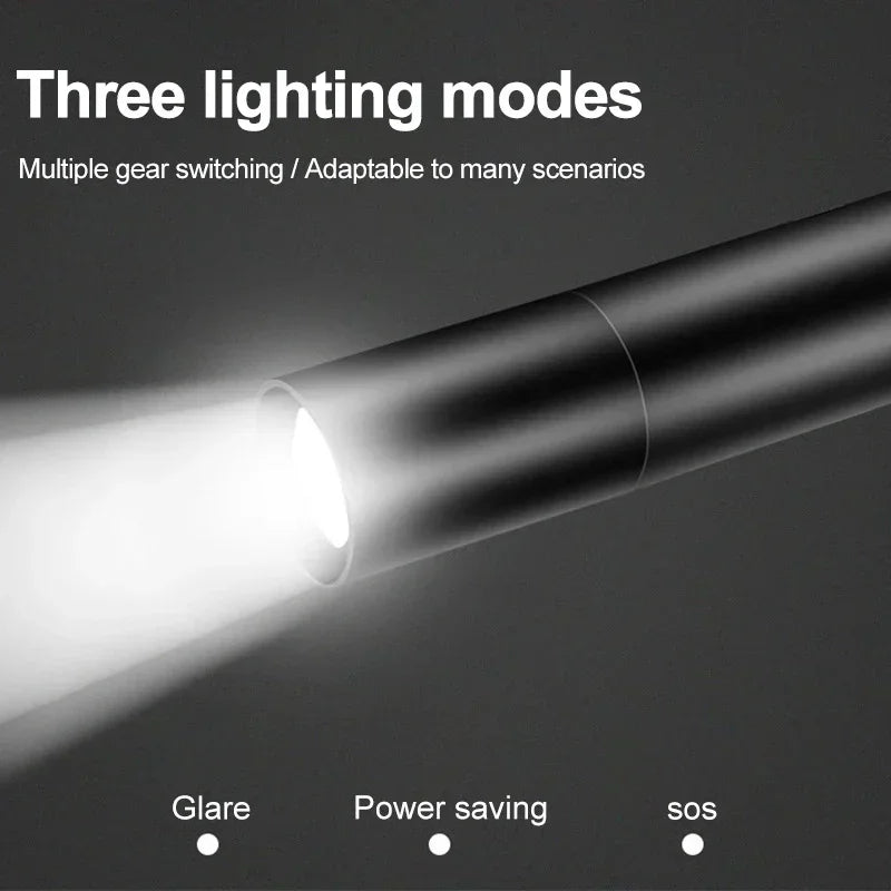 Mini USB Rechargeable Keychain Flashlight – 3-Mode Waterproof LED