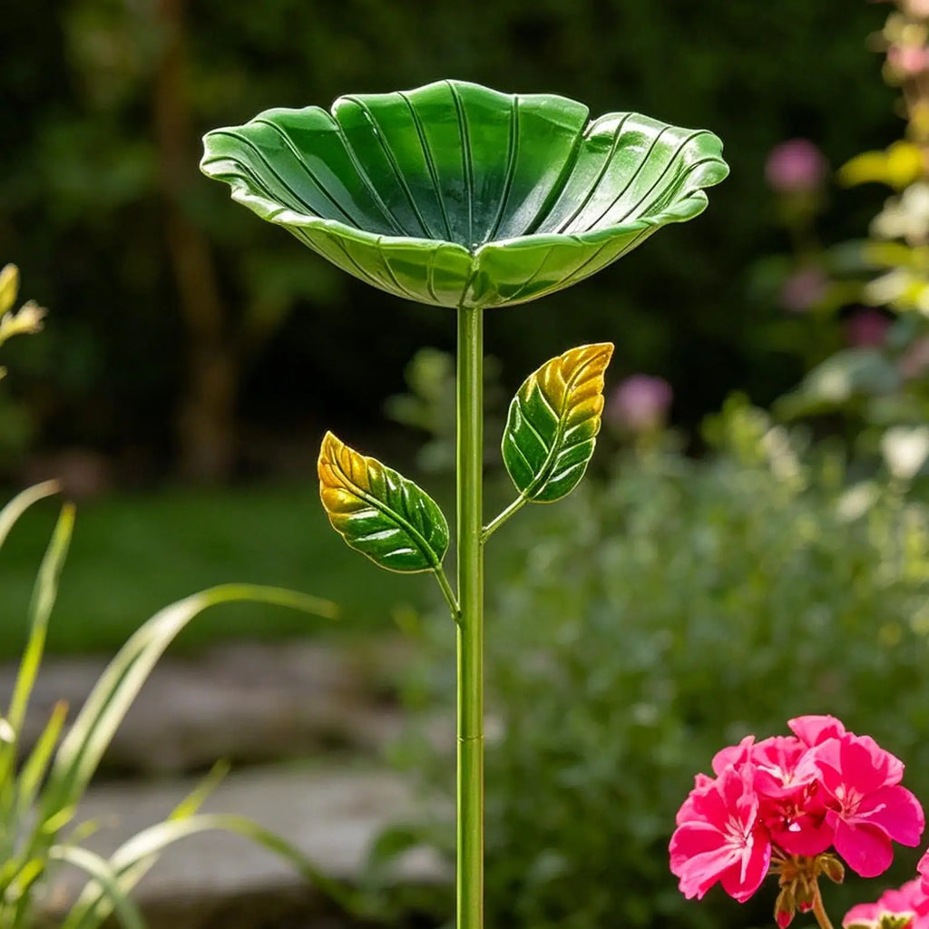 Bird Bath Flower-shaped Colorful Metal Stakes Birdbath Outdoor Garden