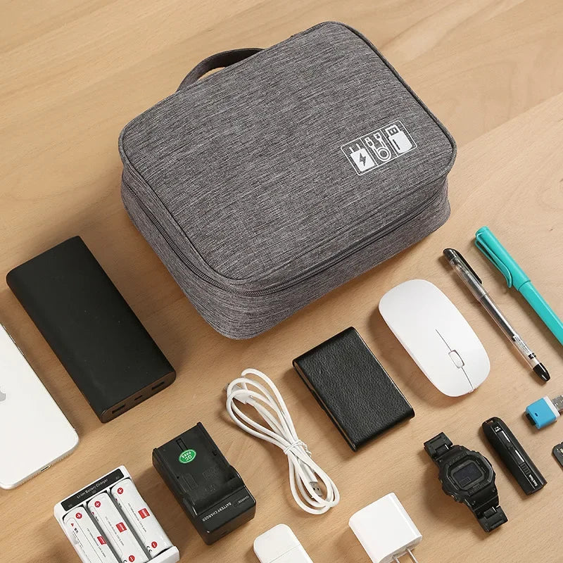 Portable USB Data Cable Charger Storage Bag Travel Organizer