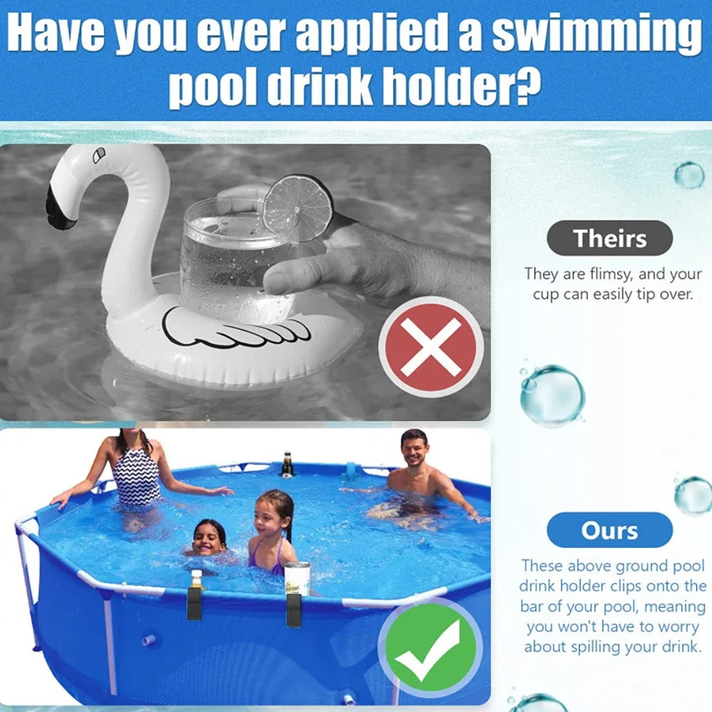 3-1PCS Poolside Cup Holder Swimming Pool Storage Rack No Punching Bottle Hanging Rack Pond Spa Pool Drink Beer Glass Holder Zpaxo