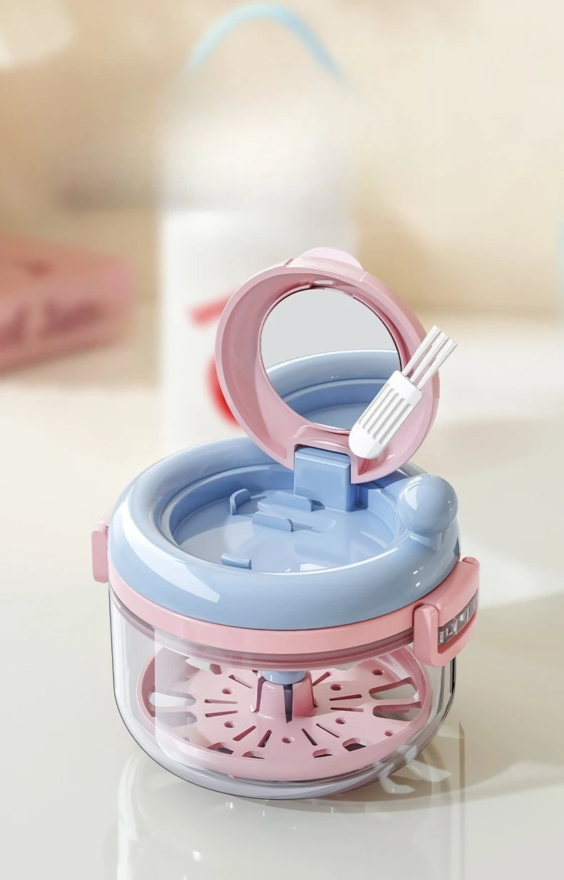 Dopamine 2-in-1 Hand cranked Toothpaste Cleaner with Mirror Child Orthodontic Retainer Denture Storage Box Zpaxo