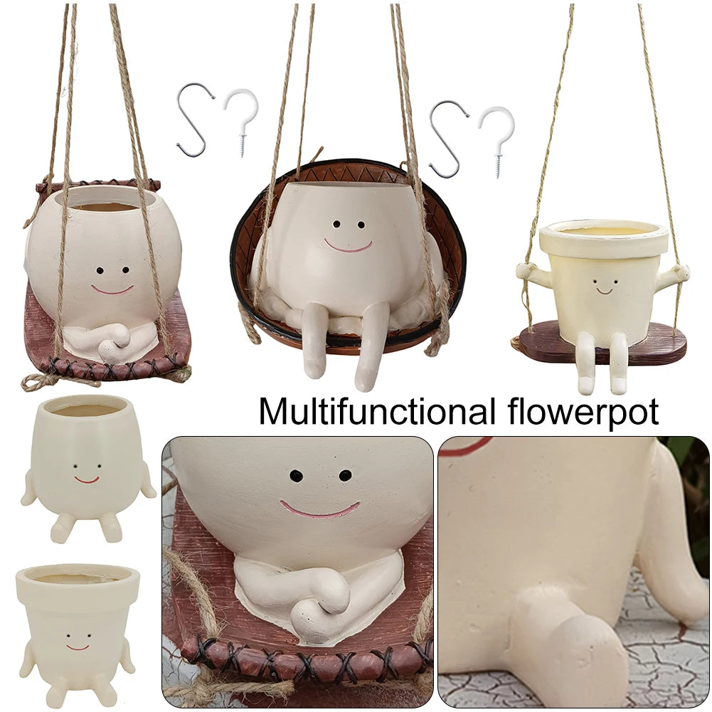Cute Plant Succulent Pots Resin Hanging Swing Chair Planter Creative
