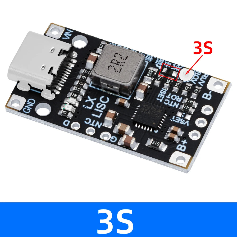 Type-c USB 2S 3S BMS Module 15W 8 4V 12 6V 1 5A Li-battery Charger Zpaxo 3S