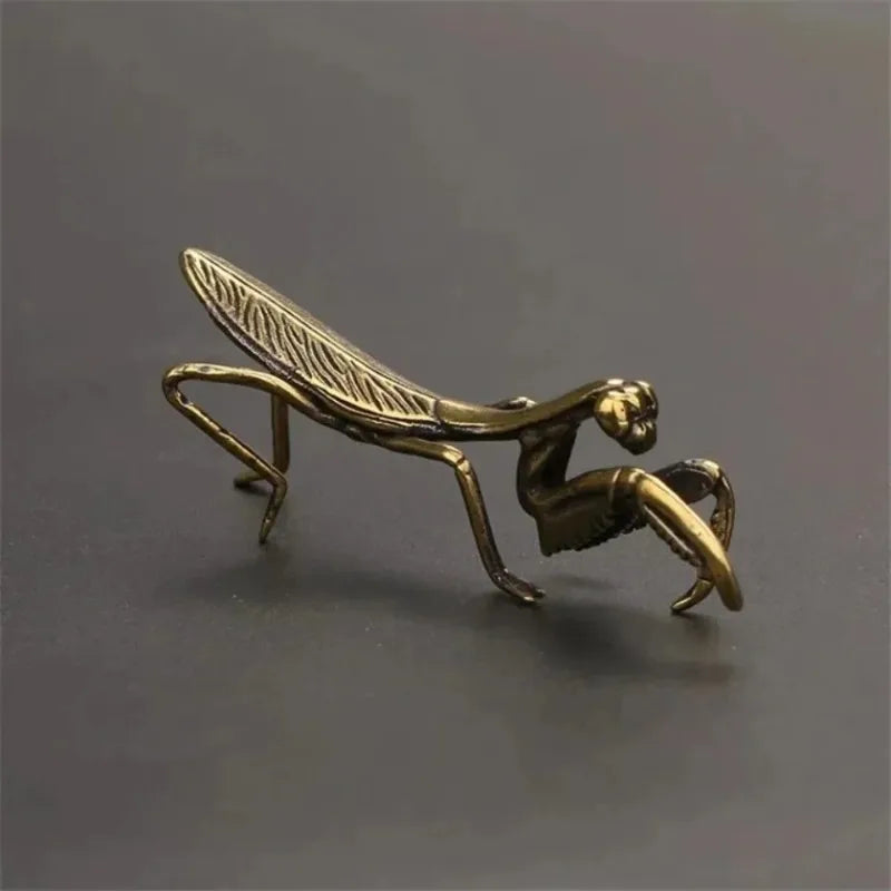 Copper Mantis Miniature Figurine – Vintage Tea Pet & Pot Decor Miniature Figurine Zpaxo