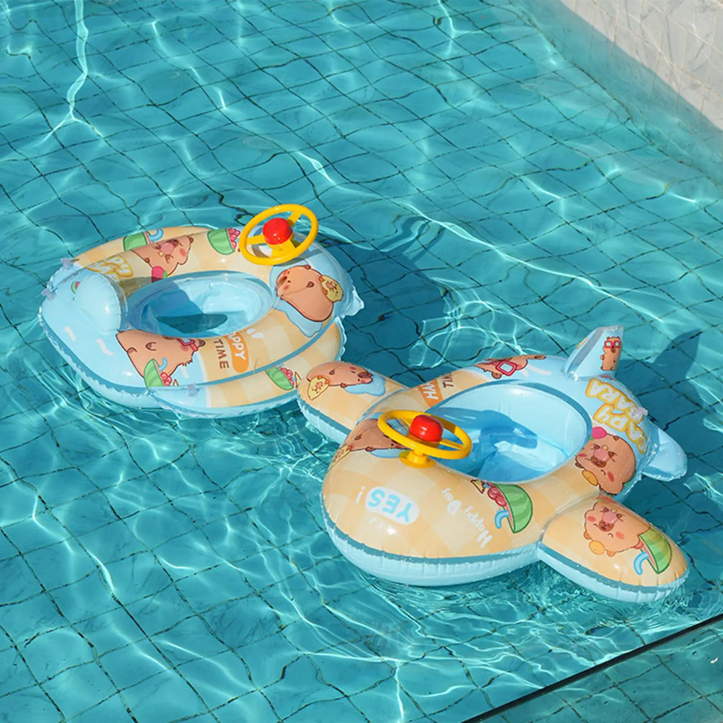 Inflatable Pool Floats Cartoon Capybara Floating Rafts Kids Thickened Animal Pool Float Seat For Children Summer Party Lake Zpaxo