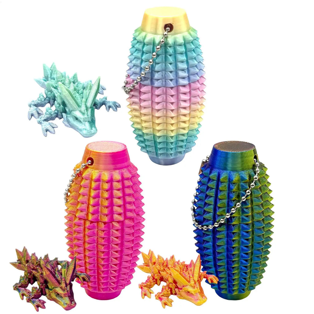 3D Printed Dragon Animal Keychain Charm 3D Printing Fidget Stress Reduction Portable Decorations for Bag Home Birthday Adults Zpaxo