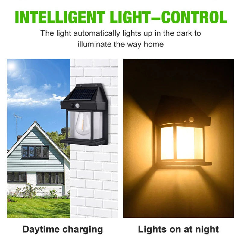 Solar LED Wall Lamp – 3-Mode PIR Sensor Outdoor Garden Light