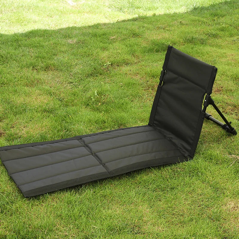 Outdoor Foldable Camping Chair Oxford Cloth Floor Garden Park Single Zpaxo black-long