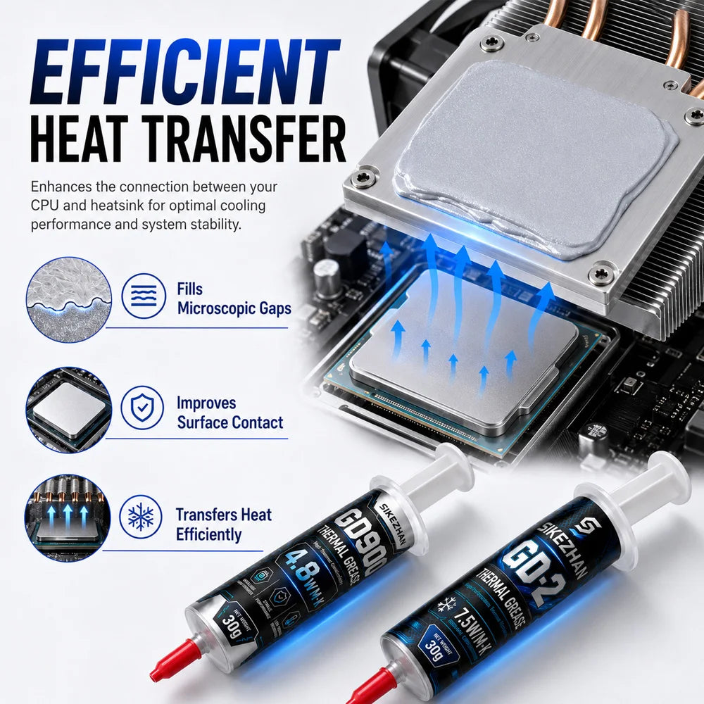 SIKEZHAN 2Pc Thermal Paste 30g Silicone Grease High Conductivity Cooling Compound for CPU GPU LED Heatsink Processor Chip Cooler Zpaxo