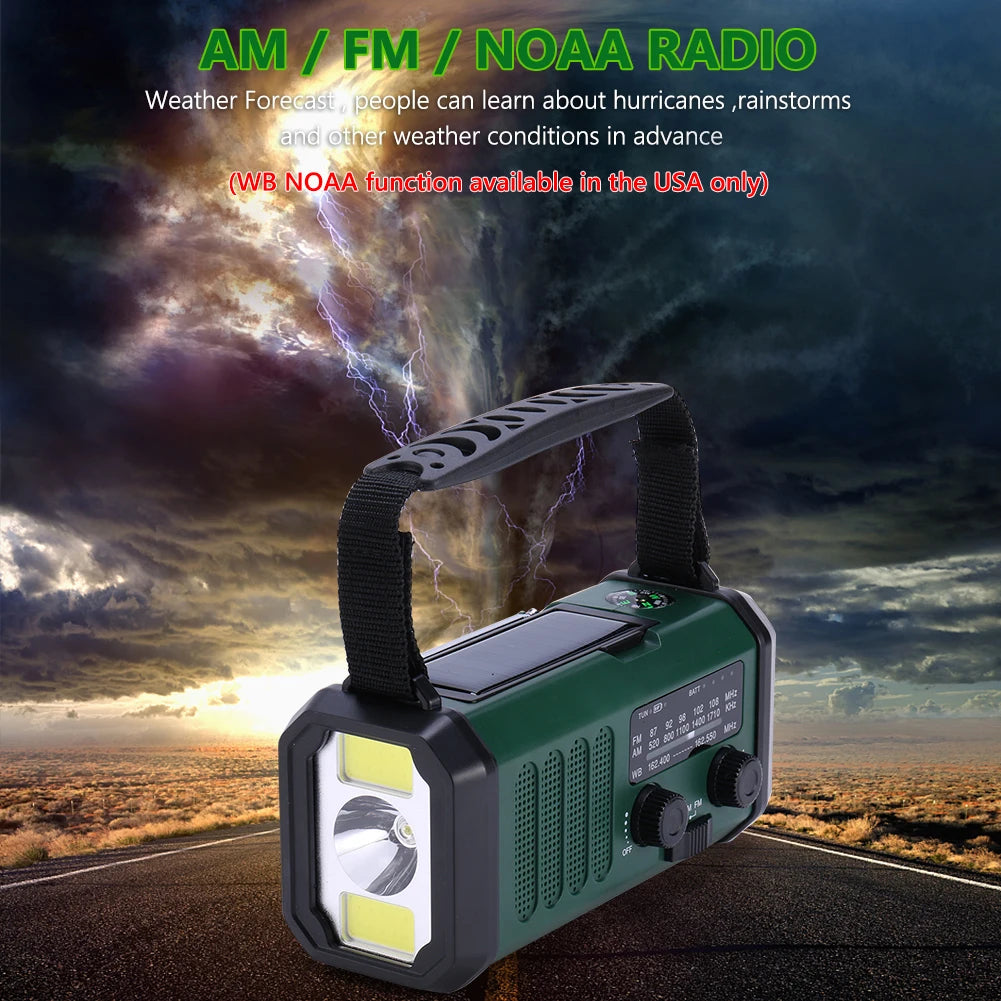 LED Emergency Power Bank AM FM WB 10000mAh Hand Crank Radio