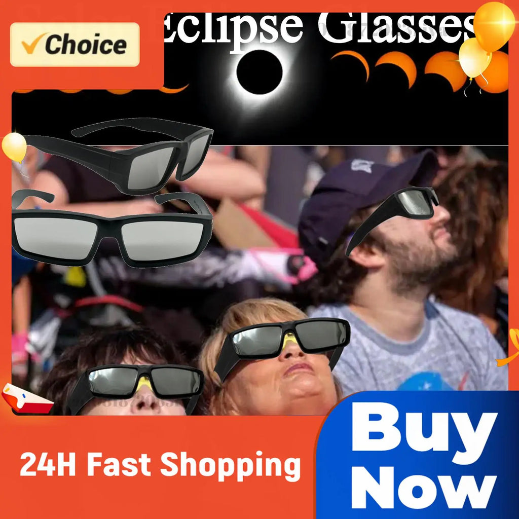 1- Safe Solar Eclipse Glasses Plastic Frame Professional Viewer Shade