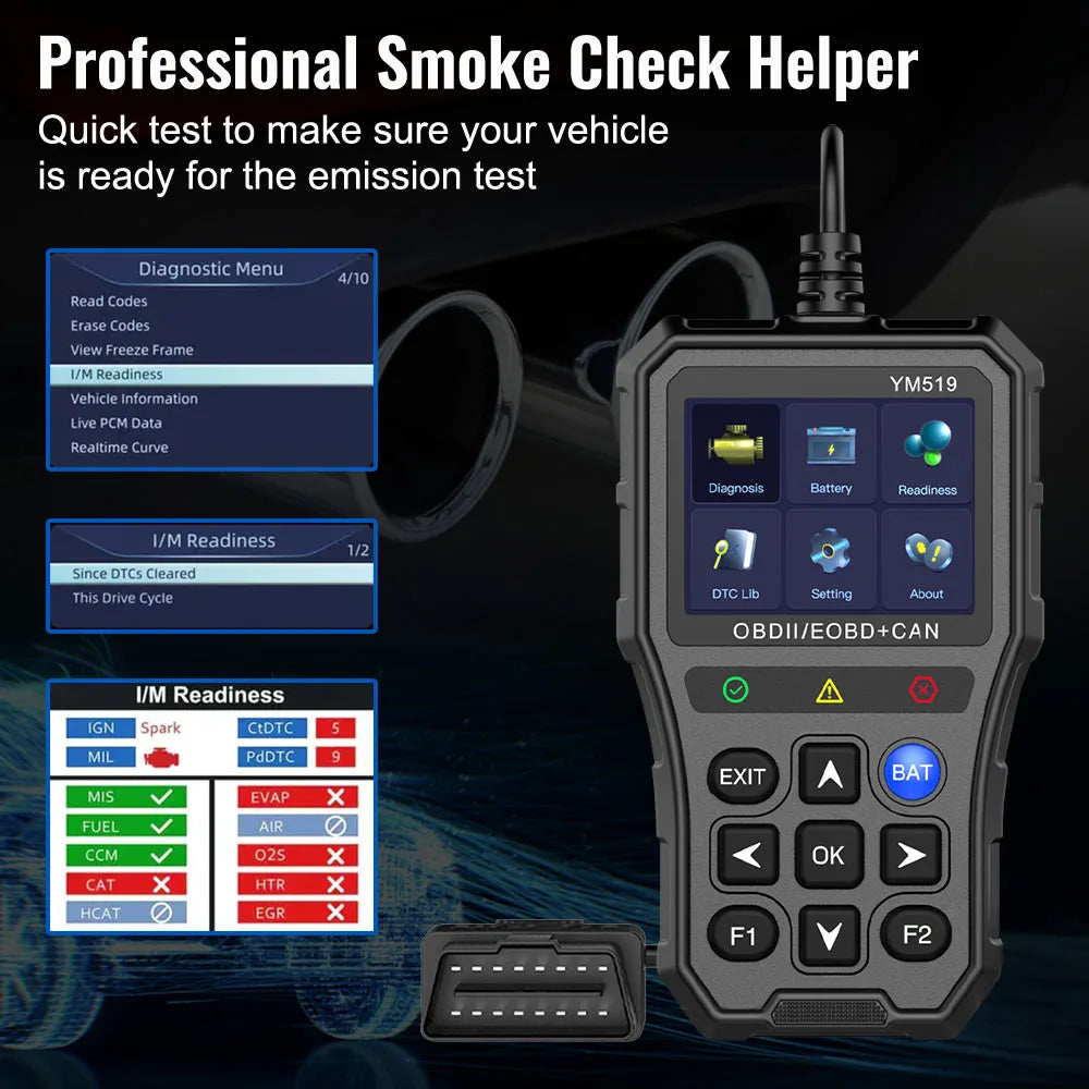 Code Reader Battery Tester OBD2 Check Engine System Multi-language